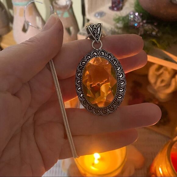 Citrine Sterling Silver Pendant Necklace - Picture 1 of 4